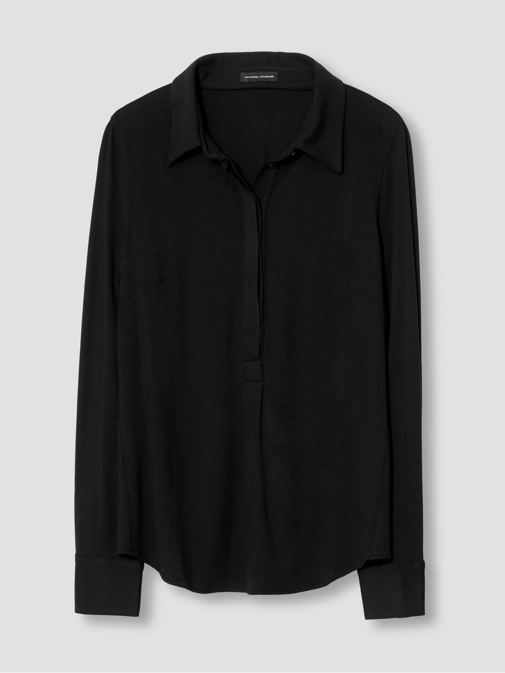 EUC Universal Standard Elbe Popover Liquid Jersey Shirt Classic Fit, Black